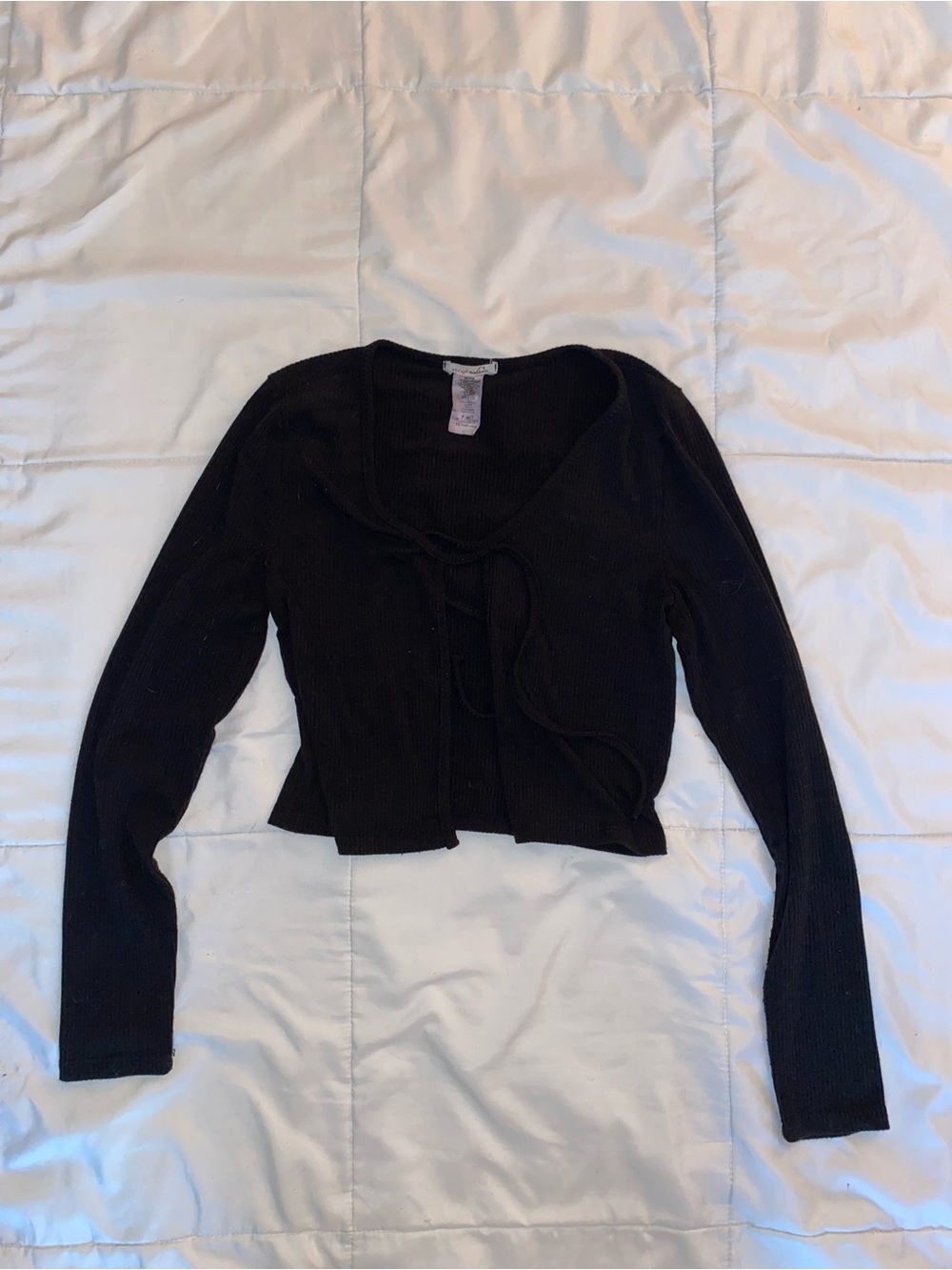 Black Women’s Ribbed Tie-Front Sweater Cardigan